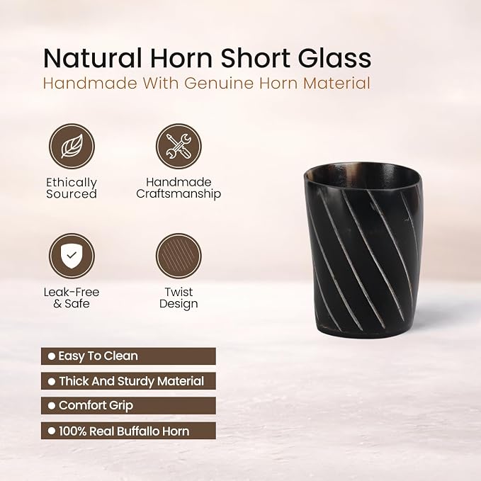 Handicrafts Home Viking Horn Shot Glasses Set of 4, Handmade Natural Ox Horn - Image 2