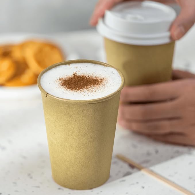 Karat 10oz Kraft Paper Coffee Cups Disposable, Leak-Resistant Double Poly-Lined - Image 4