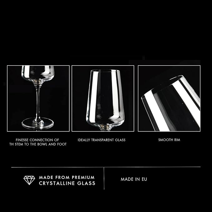 Krosno Red Wine Glasses | Elegant Design | Set of 6 | 16.9 oz | Infinity - Image 9