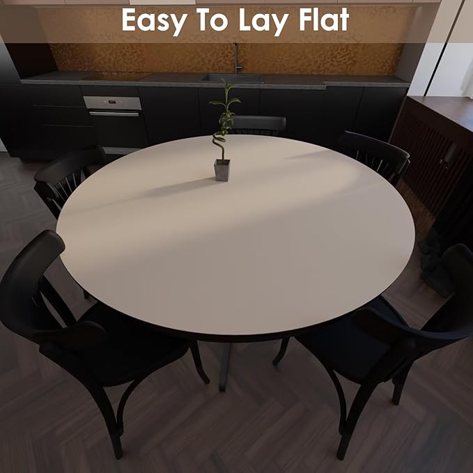 Round Table Protector - Can Be Used On Both Sides Waterproof and Easy to Clean Good Flatness Used for Dining Table(Light Beige+Light Gray Dia.30Inch)