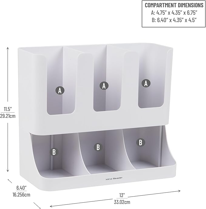Mind Reader 6 Compartment Upright Breakroom Coffee Condiment and Cup Storage - Image 3