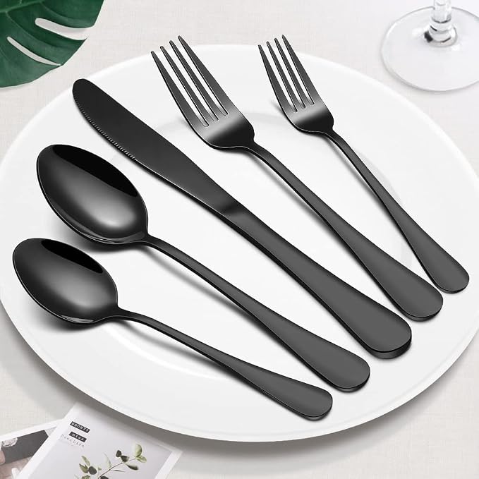 Black Silverware Set for 8, 40 Pieces Stainless Steel Flatware Cutlery Set - Image 8