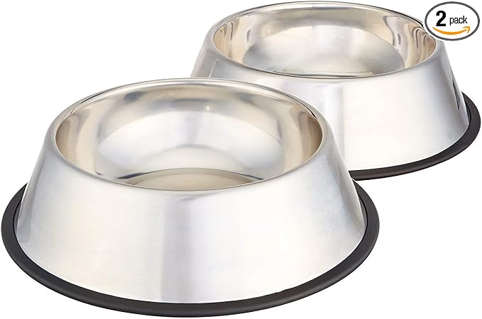 Amazon Basics Stainless Steel Non-Skid Dog Water And Food Bowls, Dishwasher Safe by AmazonBasics
