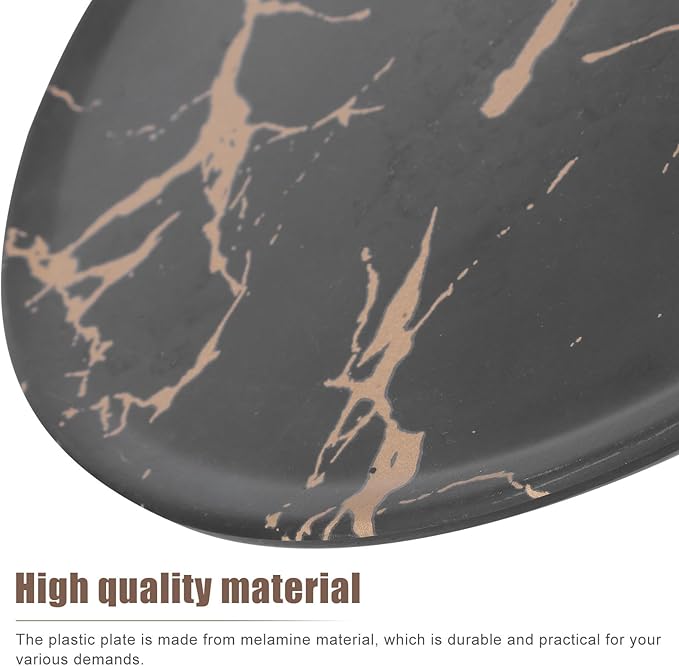 VALICLUD Creative Marble Pattern Steak Plate 10.2-inch round Imitation Porcelain Western Dinnerware Snack Dessert Tray for Household Dining and Entertaining