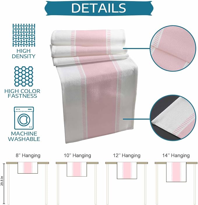 Pink Stripe Table Runners 70 inches Long, Linen Boho Table Runner Farmhouse - Image 7
