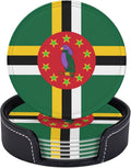 6 Pack Dominica Flag Leather Coaster by GTEVUTS