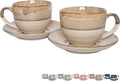 Bosmarlin Ceramic Cappuccino Cup and Saucer Set of 2, 10 Oz, Coffee Cups by Bosmarlin