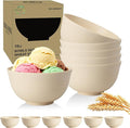 Wheat Straw Mini Bowls Set of 6, Unbreakable 10 OZ Dessert Bowls for Yogurt, Appetizers, Ice Cream, Plastic Bowls Microwave & Dishwasher Safe, Beige