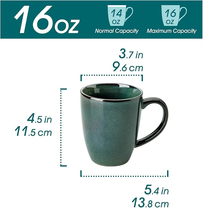 vancasso STARRY Ceramic Coffee Mug Set of 6, 16 Oz Tea Cups - Image 2