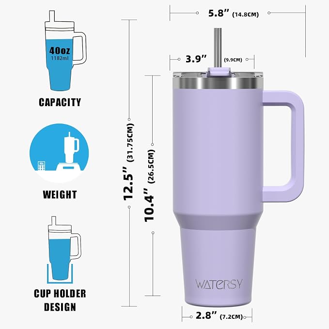 40 oz Tumbler with Handle, Tumbler with Lid and Straw, Double Wall Insulated - Image 8