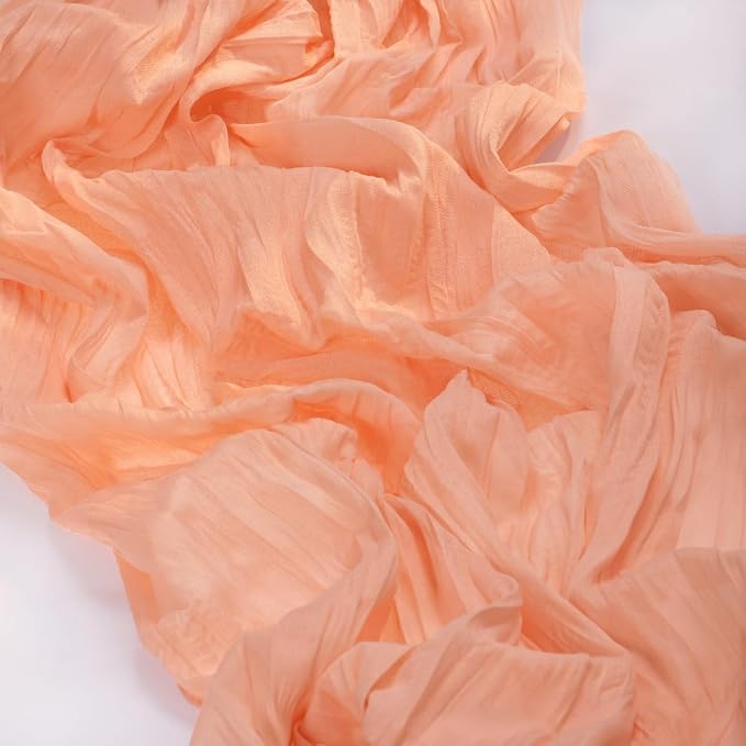 2 Pack Peach Pink Cheesecloth Table Runner 10ft Coral Sheer Gauze Decor | - Image 5