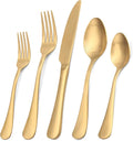 Matte Gold Silverware Set, Satin Finish 20-Piece Stainless Steel Flatware Set by Sharecook