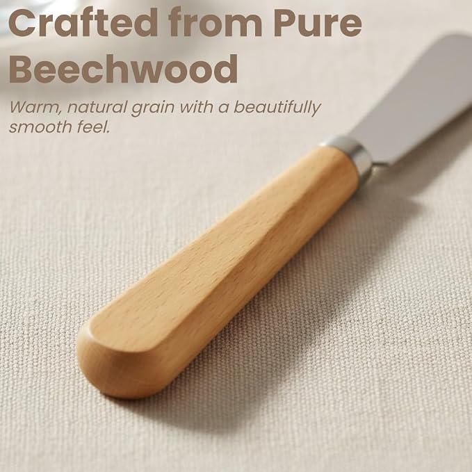 LacusMare Butter Knives Set of 2, Beechwood Handle, Durable Stainless Steel - Image 3