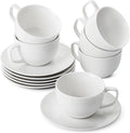 BTaT- Cappuccino Cups with Saucers 6 oz, Au Lait, Flat White, Dishwasher by BrewToATea