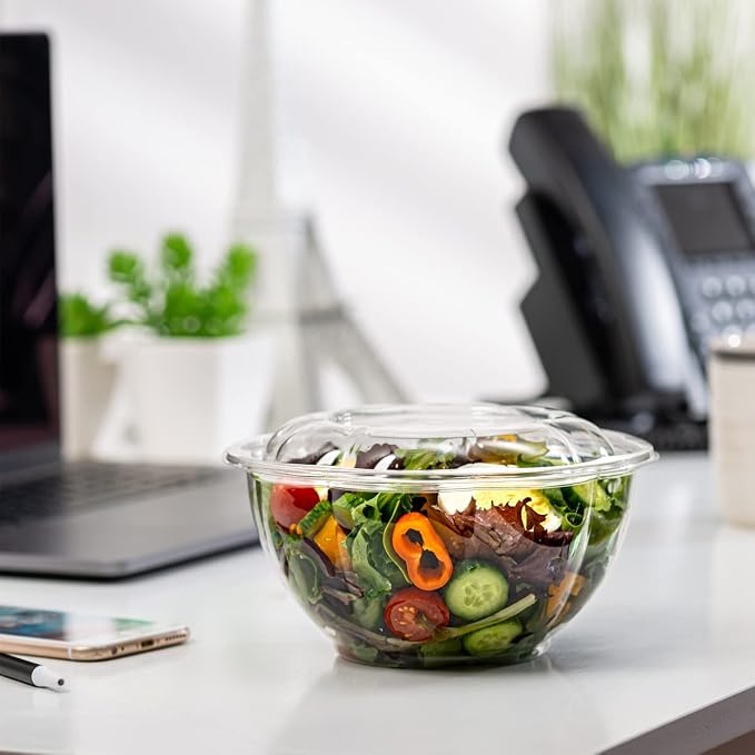 GUSTO [32 oz. - 50 Count Clear Plastic Salad Bowls - Perfect - Image 6