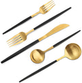 VANVRO Matte Black Gold Silverware Set, 40-Piece Stainless Steel Flatware Set by VANVRO