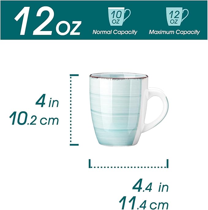 vancasso Bonita 12 Oz Coffee Mugs Set of 6, Ceramic Coffee Cups - Image 2