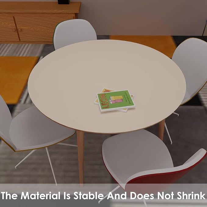 Round Table Cover - Can Be Used On Both Sides Waterproof and Easy to Clean Good Flatness Used for Dining Table(Light Beige+Light Gray Dia.42Inch)