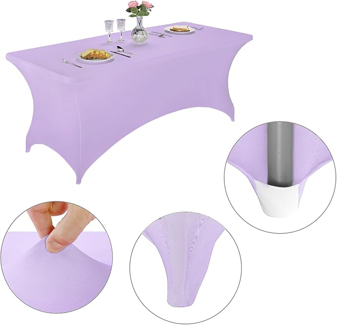 LZY Spandex Fitted Stretch Table Cover for 6 ft or 4ft or 8ft Folding Table, Rectangular Cocktail Tablecover, Perfect for Party and Banquet