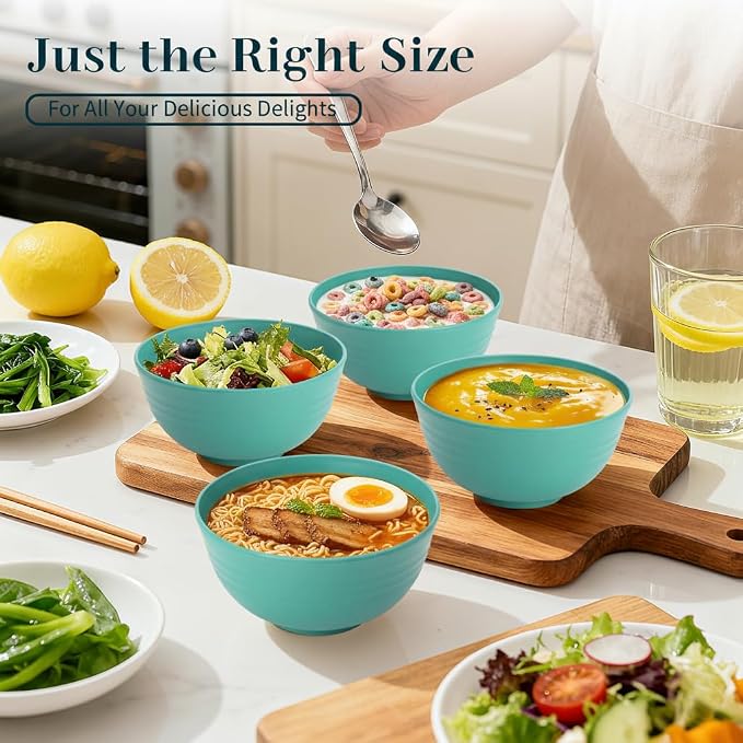 Kitchen Bowls 26 OZ, Unbreakable Cereal Bowls Set of 8, Microwave Safe Wheat - Image 6
