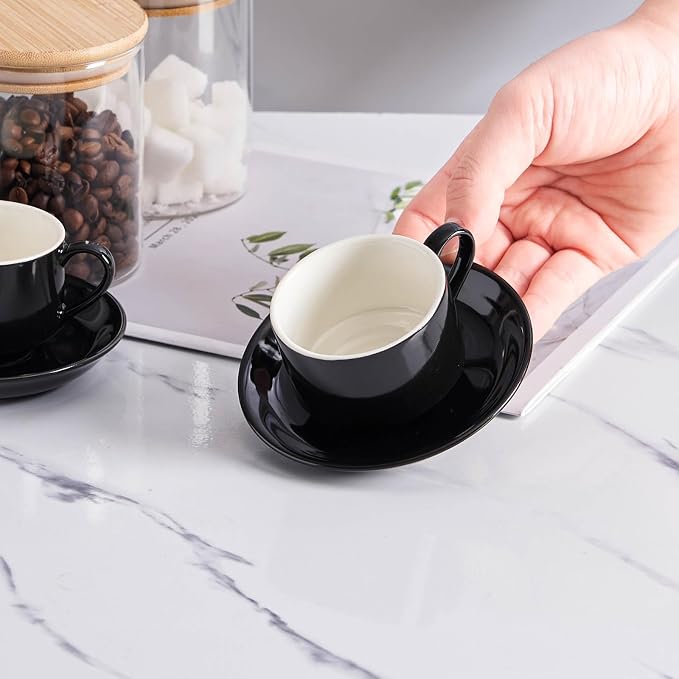 YOLIFE 2.5oz Espresso Cups Set of 4, Porcelain Stackable Espresso Cups - Image 6