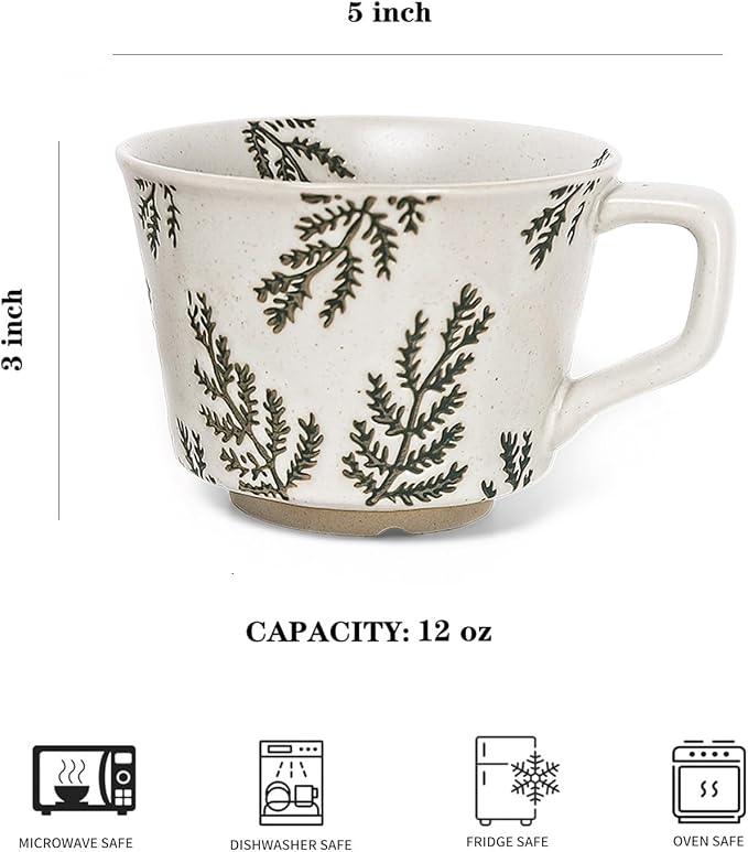 Vintage Ceramic Mug Set - 12 oz Unique Ceramic Coffee Mugs & Tea Cups - Image 4