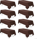 8 Pack Brown Tablecloth 60 x 126 Inch Rectangular Table Cloth for 8 Foot Rectangle Tables, Wrinkle Resistant Washable Rectangle Fabric Table Covers for Wedding Party Banquet Buffet and Camping