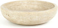 Handmade Travertine Stone Bowl | 7.8" Decorative Key & Fruit Bowl | Kitchen Counter, Dining Table Centerpiece, Entryway & Office Desk Decor (Beige)
