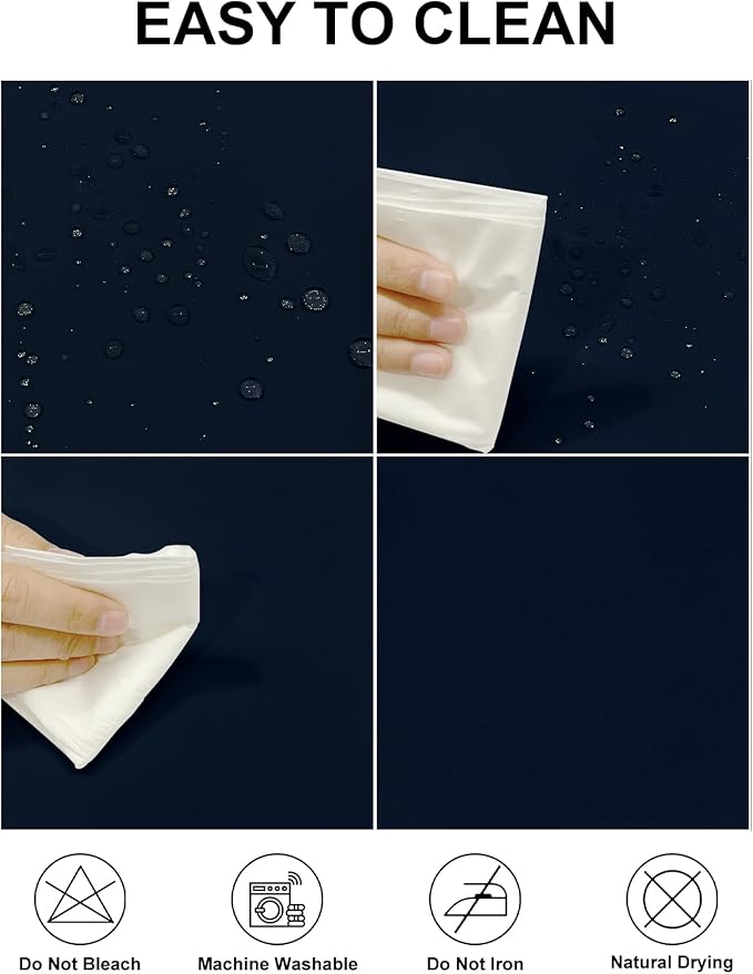 Fokitut 2 Pack Waterproof Round Tablecloth, 90 Inch, Stain Resistant and Wrinkle Polyester Table Cloth, Fabric Table Cover for Kitchen Dining, Wedding, Party, Holiday Dinner-Navy