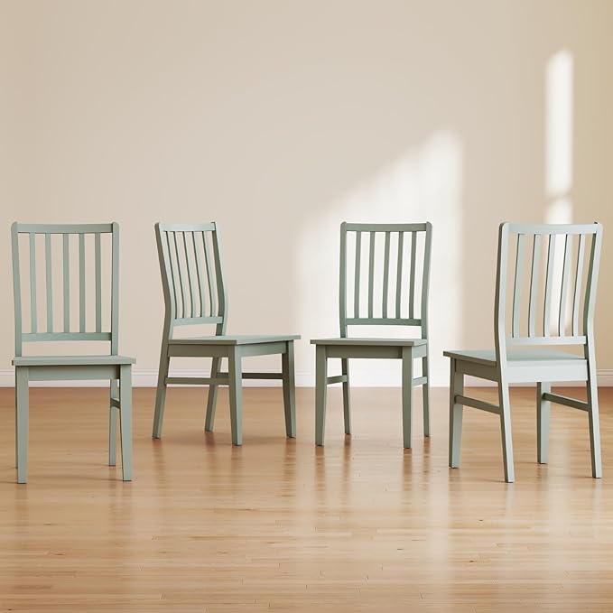 Green Wooden Dining Chairs Set of 4, Farmhouse Dining Room & Kitchen Chair with High Back, Spindle Windsor Armless Side Chair for Living Room Dining Room Kitchen Restaurant Balcony