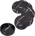 6PCS 4 Inch Black Marble PU Leather Round Cup Holders Coasters by QUALITYCALFOVERA