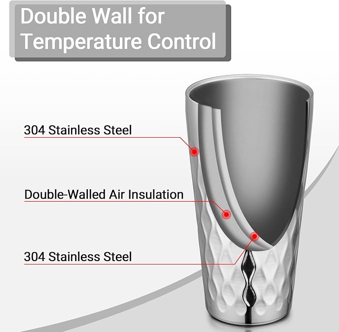 Beasea Stainless Steel Cups 19 oz, 4 Pack Large 18.6oz 550ml Stainless Steel - Image 4