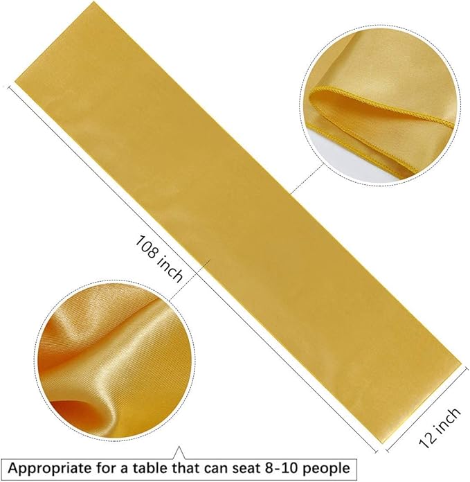 5 Pcs Satin Table Runners Gold 12x108 inch Bright Satin Silk Fabric | Smooth - Image 4
