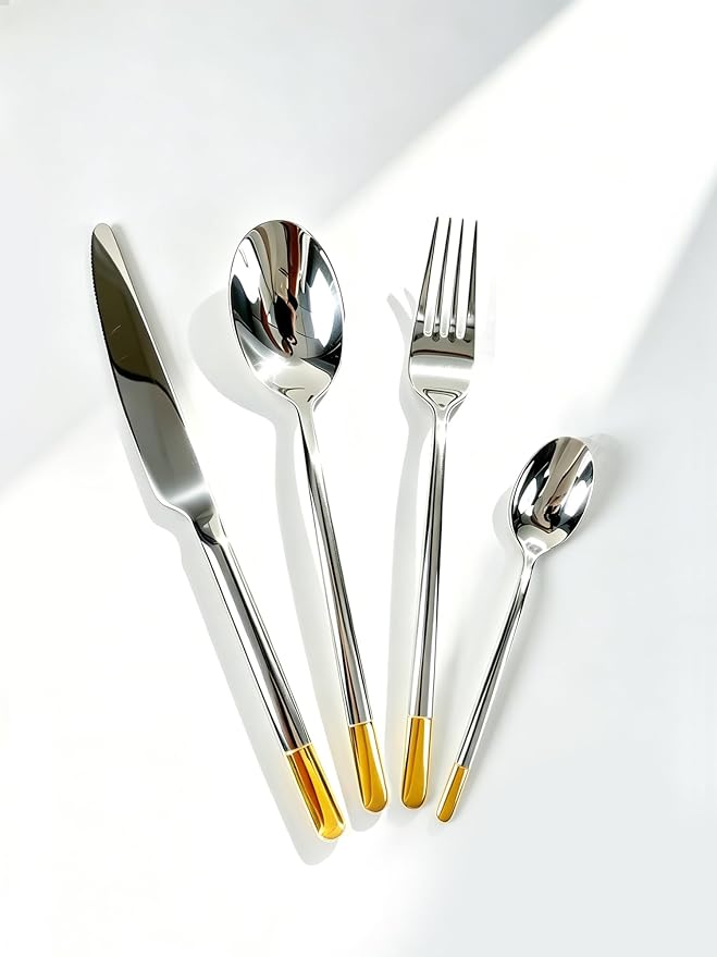 Silverware Set Service for 2, IKXO 8-Piece Modern Stainless Steel Flatware by IKXOLifeswhispersweresonate
