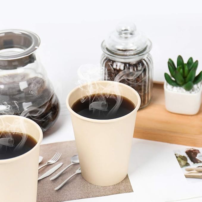 160 Count 15 oz Disposable Coffee Paper Cups, Plant Fiber Brown for Hot Drink