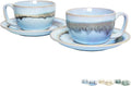 Bosmarlin Ceramic Cappuccino Cup and Saucer Set of 2, 10 Oz, Dishwasher and by Bosmarlin