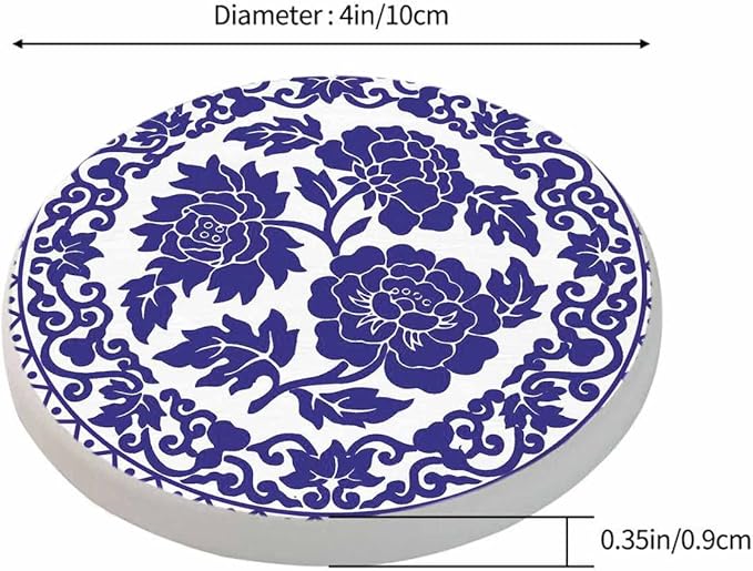 Blue Bouquet Cup Coasters for Table Polynesian Ornament Swirl Circle Totem Reusable Drink Coasters Set 2 Pcs Coffee Home Farmhouse Living Room Bar Decor