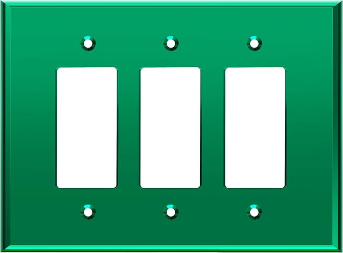 LIDER Reflective Acrylic Decorator Wall Plate, Mirrored Light Switch Plate, Plexiglass Outlet Cover, Acrylic Glass, Oversized 3-Gang 5.25" x 7.06", LWP-33O-AGR, Green