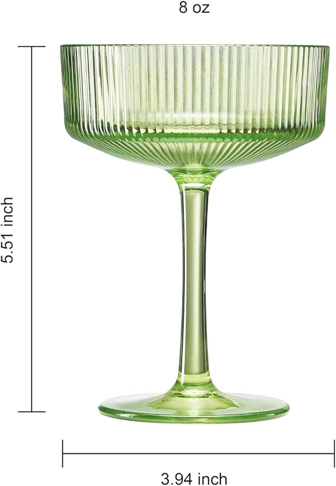 Khen Acrylic Ribbed Vintage Art Deco Martini Glasses - Image 9