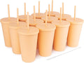 STRATA CUPS 12 Pack - 16 Oz Sunflower Colored Acrylic Tumblers with Lids and Straws, Double Wall Matte Drinking Cups for Travel, DIY Gifts for Parties