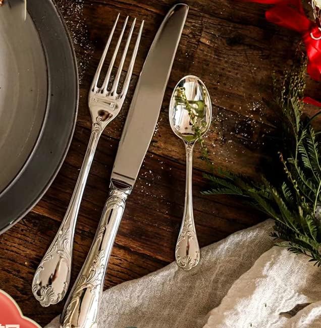 80-piece Silverware Set for 20, Retro Royal Palace Style Stainless Steel Flatware Cutlery Serving Utensils, Eating Tableware for Home Kitchen Hotel Restaurant, Mirror Polished