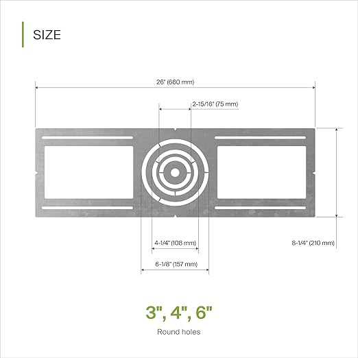 ASD 48 Pack New Construction Mounting Plate with Symmetric Round Hole - 3-4-6" Flat Steel Rough-in Wafer Light Bracket, LED Recessed Lighting Housing