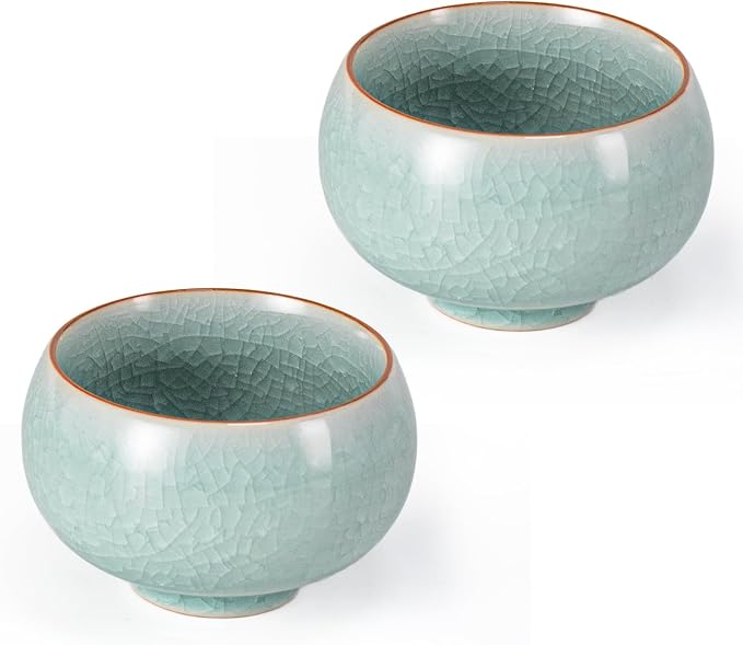 KAMMAK Japanese Tea Cups, 4.7 Oz Small Handmade Ceramic Teacups, Loose Leaf and by KAMMAK