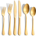 Matte Gold Silverware Set with Steak Knives, 36-Piece Stainless Steel Flatware by Joincook