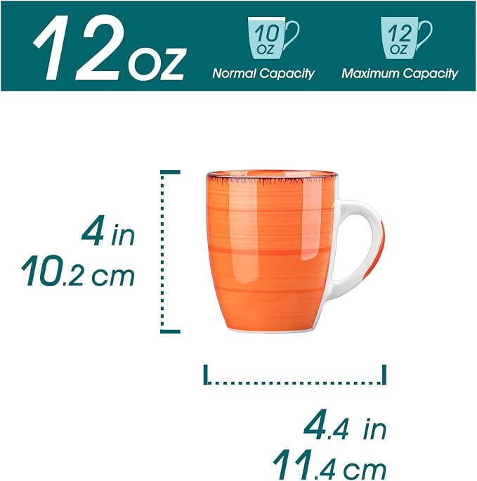 vancasso Bonita 12 Oz Coffee Mugs Set of 6, Ceramic Coffee Cups - Image 2
