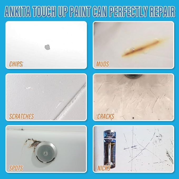Porcelain Sink Touch Up Paint, High-Gloss Porcelain Repair Kit White & Appliance Paint for Chips, Scratches, Cracks and Spots on Enamel, Acrylic, Porcelain in Kitchen and Bathroom (Antique White)