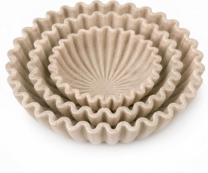 Decorative Bowl Set of 3, Fluted Resin Bowls - Image 6