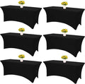 HAISIWLKJ 6 Pack Table Cloth 6ft Black Tablecloths for Rectangle Folding Table Spandex Fitted Stretch Cover Wrinkle Resistant Washable Protector for Party, Wedding, Banquet, Festival.