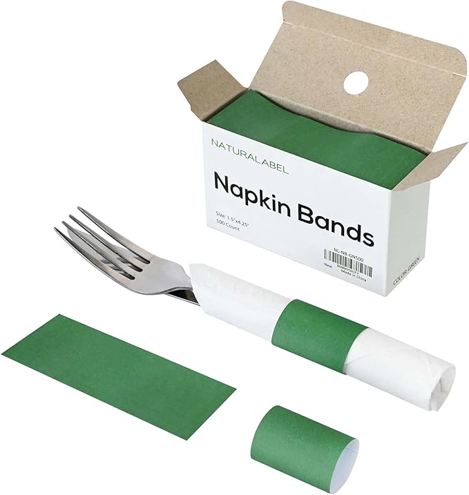 Self-Adhesive Napkin Bands, elegant table setting, by NATURALABEL