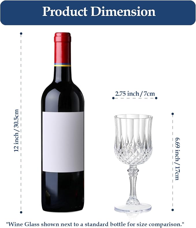 XUWAIDSGN 48 Pcs 7oz Plastic Vintage Wine Glasses Drinking Glasses Unbreakable - Image 3